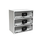 Organiseur de bureau 3 tiroirs, bois, rangement pour lettres et documents, blanc délavé/bois foncé, usage individuel