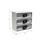 Organiseur de bureau 3 tiroirs, bois, rangement pour lettres et documents, blanc délavé/bois foncé, usage individuel