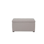 Banc de rangement, capitonné, tissu jacquard, charnière hydraulique, pieds carrés expresso, bleu clair / noir / crème, 1 place