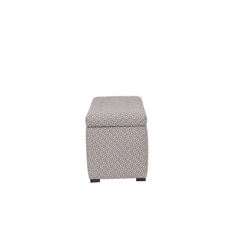 Banc de rangement, capitonné, tissu jacquard, charnière hydraulique, pieds carrés expresso, bleu clair / noir / crème, 1 place