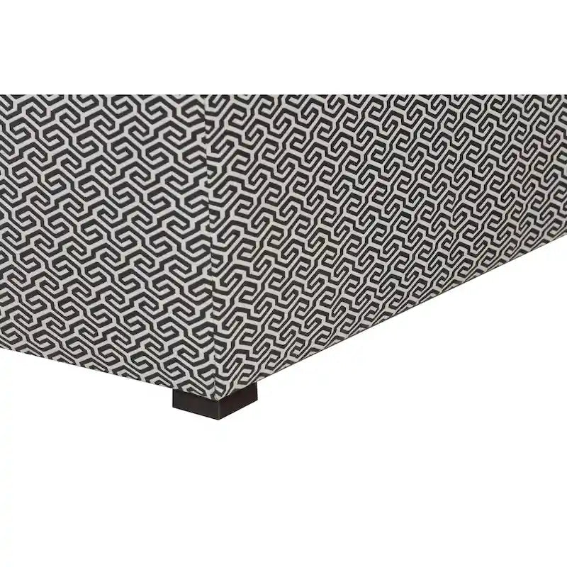 Banc de rangement, capitonné, tissu jacquard, charnière hydraulique, pieds carrés expresso, bleu clair / noir / crème, 1 place