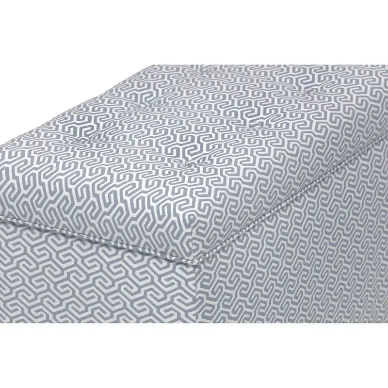 Banc de rangement, capitonné, tissu jacquard, charnière hydraulique, pieds carrés expresso, bleu clair / noir / crème, 1 place
