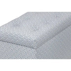 Banc de rangement, capitonné, tissu jacquard, charnière hydraulique, pieds carrés expresso, bleu clair / noir / crème, 1 place