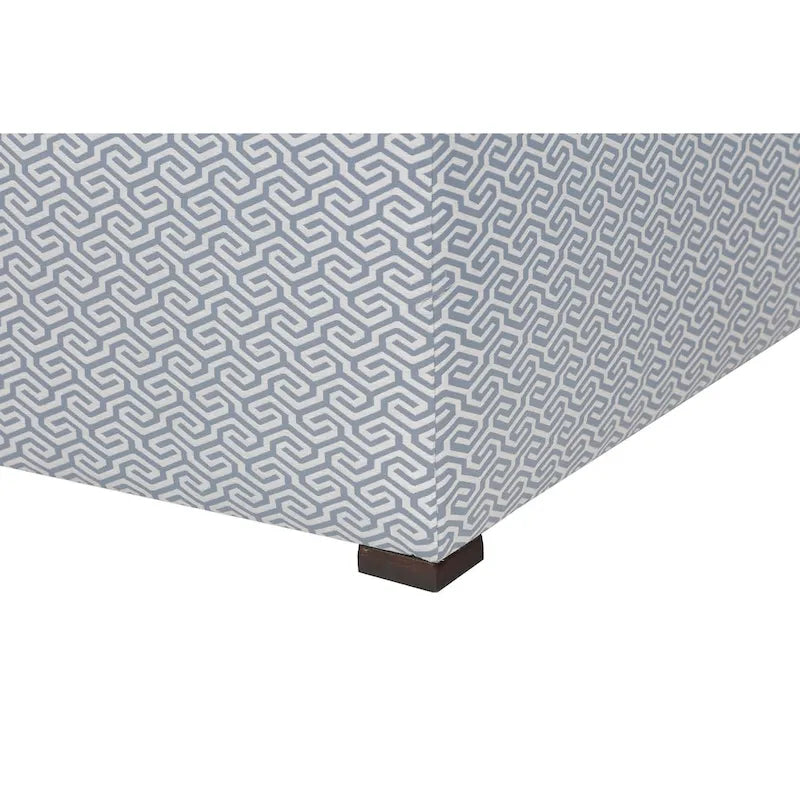 Banc de rangement, capitonné, tissu jacquard, charnière hydraulique, pieds carrés expresso, bleu clair / noir / crème, 1 place