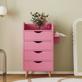 Meuble de rangement de salon à 4 niveaux, 4 tiroirs, 2 supports de sèche-cheveux, rose/blanc, pour 1 personne