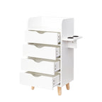 Meuble de rangement de salon à 4 niveaux, 4 tiroirs, 2 supports de sèche-cheveux, rose/blanc, pour 1 personne