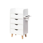 Meuble de rangement de salon à 4 niveaux, 4 tiroirs, 2 supports de sèche-cheveux, rose/blanc, pour 1 personne