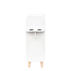 Meuble de rangement de salon à 4 niveaux, 4 tiroirs, 2 supports de sèche-cheveux, rose/blanc, pour 1 personne