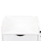 Meuble de rangement de salon à 4 niveaux, 4 tiroirs, 2 supports de sèche-cheveux, rose/blanc, pour 1 personne