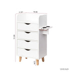 Meuble de rangement de salon à 4 niveaux, 4 tiroirs, 2 supports de sèche-cheveux, rose/blanc, pour 1 personne