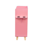 Meuble de rangement de salon à 4 niveaux, 4 tiroirs, 2 supports de sèche-cheveux, rose/blanc, pour 1 personne