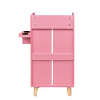 Meuble de rangement de salon à 4 niveaux, 4 tiroirs, 2 supports de sèche-cheveux, rose/blanc, pour 1 personne
