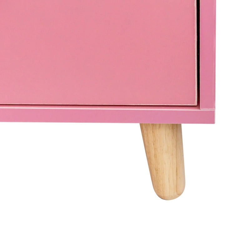 Meuble de rangement de salon à 4 niveaux, 4 tiroirs, 2 supports de sèche-cheveux, rose/blanc, pour 1 personne
