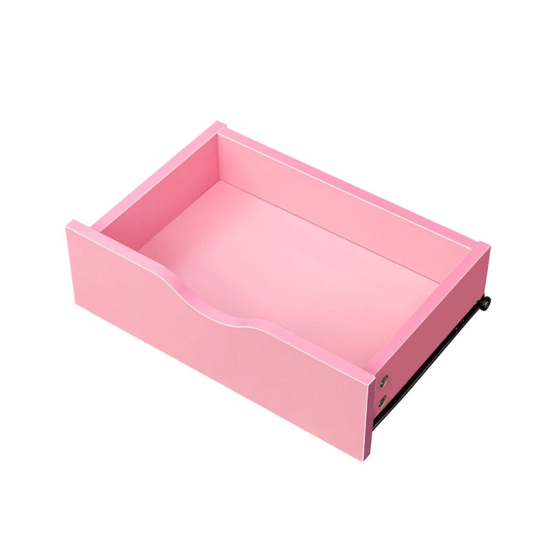 Meuble de rangement de salon à 4 niveaux, 4 tiroirs, 2 supports de sèche-cheveux, rose/blanc, pour 1 personne