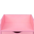 Meuble de rangement de salon à 4 niveaux, 4 tiroirs, 2 supports de sèche-cheveux, rose/blanc, pour 1 personne