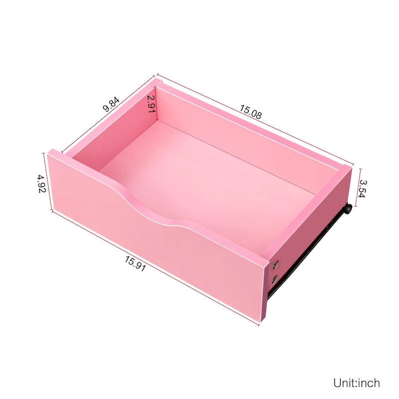 Meuble de rangement de salon à 4 niveaux, 4 tiroirs, 2 supports de sèche-cheveux, rose/blanc, pour 1 personne