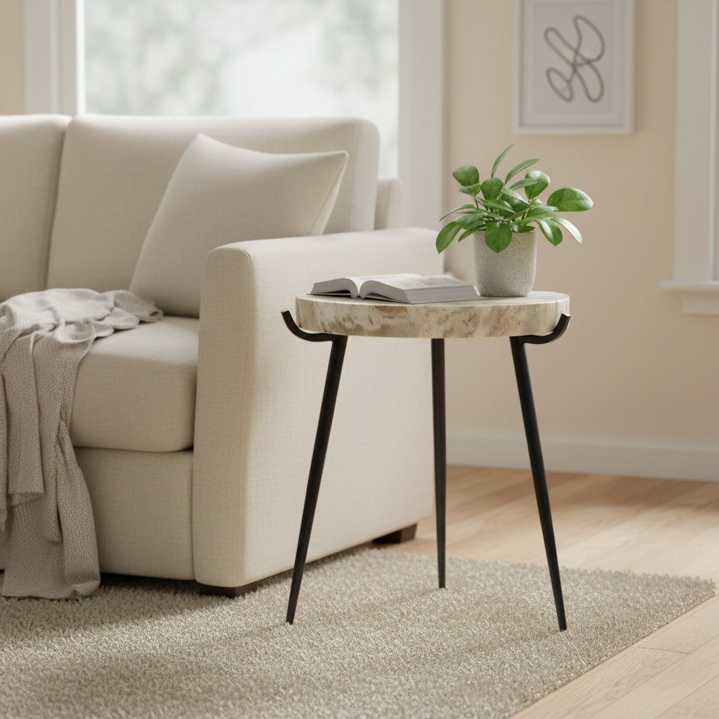 Macari Modern Marble Top Accent Table - 18W x 18D x 20H
