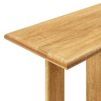 Console, manguier massif, piétement double piédestal arqué, style Mid-Century, Chêne / Noyer, 1 personne