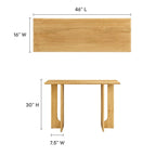 Console, manguier massif, piétement double piédestal arqué, style Mid-Century, Chêne / Noyer, 1 personne