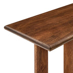 Console, manguier massif, piétement double piédestal arqué, style Mid-Century, Chêne / Noyer, 1 personne