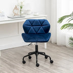 Fauteuil de bureau pivotant sans accoudoirs, velours capitonné, mousse haute densité, réglage pneumatique de la hauteur, base en métal, gris / bleu / mauve / jaune, usage 1 personne