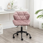 Fauteuil de bureau pivotant sans accoudoirs, velours capitonné, mousse haute densité, réglage pneumatique de la hauteur, base en métal, gris / bleu / mauve / jaune, usage 1 personne