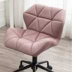 Fauteuil de bureau pivotant sans accoudoirs, velours capitonné, mousse haute densité, réglage pneumatique de la hauteur, base en métal, gris / bleu / mauve / jaune, usage 1 personne