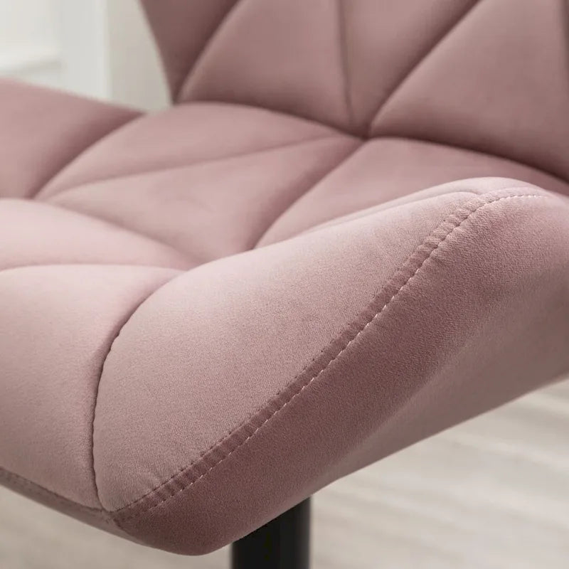 Fauteuil de bureau pivotant sans accoudoirs, velours capitonné, mousse haute densité, réglage pneumatique de la hauteur, base en métal, gris / bleu / mauve / jaune, usage 1 personne