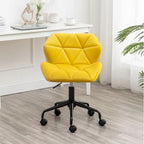 Fauteuil de bureau pivotant sans accoudoirs, velours capitonné, mousse haute densité, réglage pneumatique de la hauteur, base en métal, gris / bleu / mauve / jaune, usage 1 personne