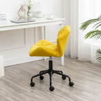 Fauteuil de bureau pivotant sans accoudoirs, velours capitonné, mousse haute densité, réglage pneumatique de la hauteur, base en métal, gris / bleu / mauve / jaune, usage 1 personne