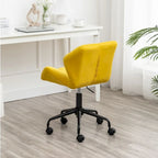 Fauteuil de bureau pivotant sans accoudoirs, velours capitonné, mousse haute densité, réglage pneumatique de la hauteur, base en métal, gris / bleu / mauve / jaune, usage 1 personne