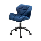 Fauteuil de bureau pivotant sans accoudoirs, velours capitonné, mousse haute densité, réglage pneumatique de la hauteur, base en métal, gris / bleu / mauve / jaune, usage 1 personne