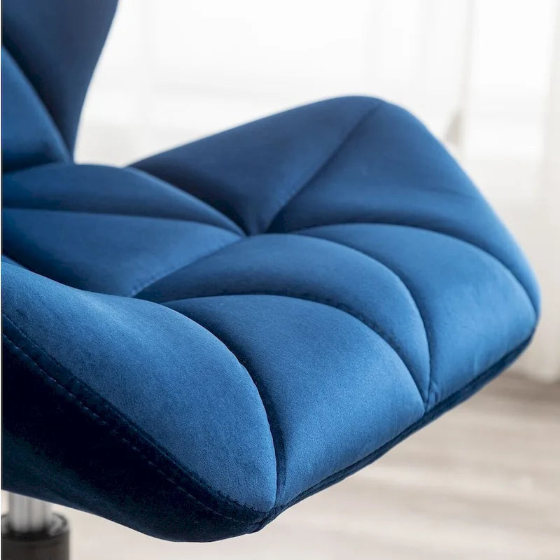 Fauteuil de bureau pivotant sans accoudoirs, velours capitonné, mousse haute densité, réglage pneumatique de la hauteur, base en métal, gris / bleu / mauve / jaune, usage 1 personne