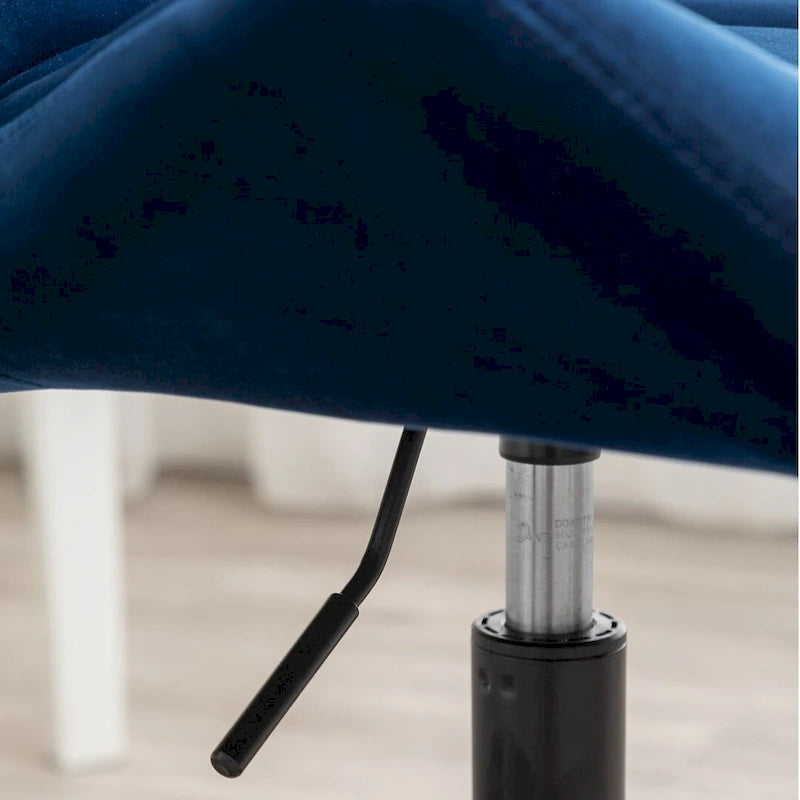 Fauteuil de bureau pivotant sans accoudoirs, velours capitonné, mousse haute densité, réglage pneumatique de la hauteur, base en métal, gris / bleu / mauve / jaune, usage 1 personne