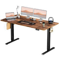 Bureau debout électrique réglable en hauteur, 3 préréglages de mémoire, Trous de gestion des câbles, Crochets latéraux, Capacité de 80 kg, Marron / Blanc / Noir / Naturel, Utilisation par 1 personne