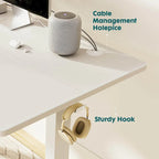 Bureau debout électrique réglable en hauteur, 3 préréglages de mémoire, Trous de gestion des câbles, Crochets latéraux, Capacité de 80 kg, Marron / Blanc / Noir / Naturel, Utilisation par 1 personne