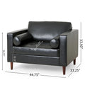 Fauteuil club, revêtement en similicuir, pieds en bois de bouleau, finition expresso, noir, 1 place
