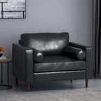 Fauteuil club, revêtement en similicuir, pieds en bois de bouleau, finition expresso, noir, 1 place