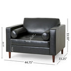 Fauteuil club, revêtement en similicuir, pieds en bois de bouleau, finition expresso, noir, 1 place