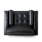 Fauteuil club, revêtement en similicuir, pieds en bois de bouleau, finition expresso, noir, 1 place