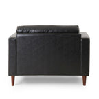 Fauteuil club, revêtement en similicuir, pieds en bois de bouleau, finition expresso, noir, 1 place