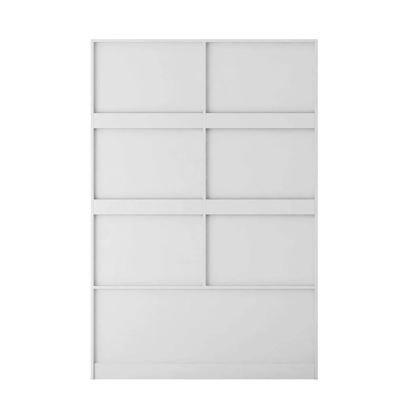 Armoire penderie, porte coulissante façon grange, tringle à vêtements, 4 tiroirs, 4 étagères ouvertes, MDF, blanc, usage par 1 personne