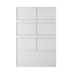 Armoire penderie, porte coulissante façon grange, tringle à vêtements, 4 tiroirs, 4 étagères ouvertes, MDF, blanc, usage par 1 personne