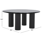 Table basse ronde, plateau en marbre, base en bois de chêne, marron/noir, pour 1 personne
