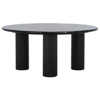 Table basse ronde, plateau en marbre, base en bois de chêne, marron/noir, pour 1 personne