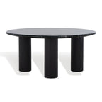 Table basse ronde, plateau en marbre, base en bois de chêne, marron/noir, pour 1 personne