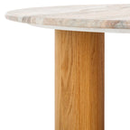 Table basse ronde, plateau en marbre, base en bois de chêne, marron/noir, pour 1 personne